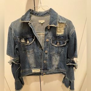 DANCE & MARVEL RUFFLE CUT OUT DENIM JACKET